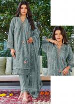 Georgette Grey Festival Wear Embroidery Work  Pakistani Suit 
